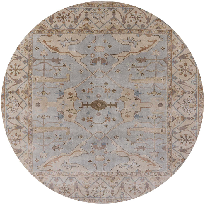 Round Mid-Century Modern Dark Almond Brown Oriental Rug, urb1622