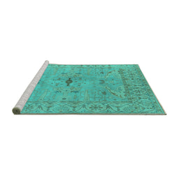 Sideview of Machine Washable Oriental Turquoise Industrial Area Rugs, wshurb1622turq