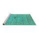 Sideview of Machine Washable Oriental Turquoise Industrial Area Rugs, wshurb1622turq