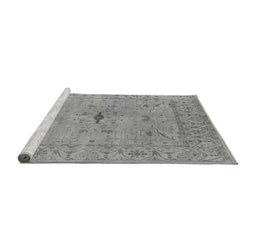 Sideview of Machine Washable Oriental Gray Industrial Rug, wshurb1622gry