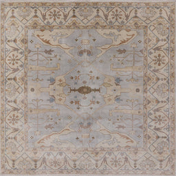 Square Mid-Century Modern Dark Almond Brown Oriental Rug, urb1622