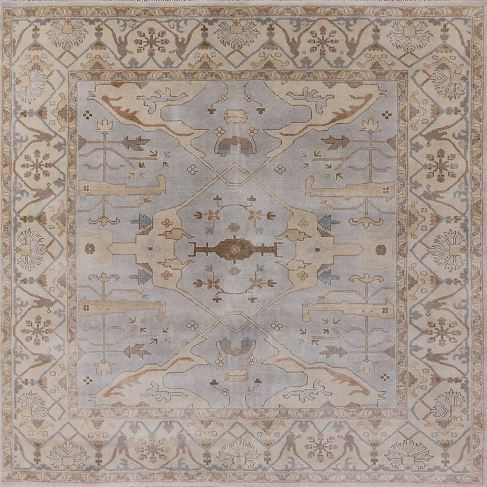 Square Mid-Century Modern Dark Almond Brown Oriental Rug, urb1622