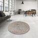 Round Mid-Century Modern Dark Almond Brown Oriental Rug in a Office, urb1622