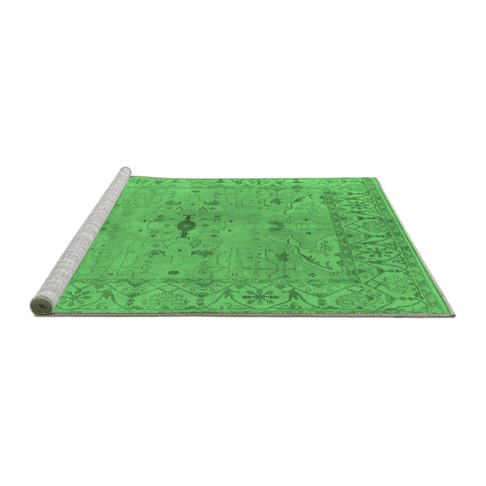 Sideview of Machine Washable Oriental Emerald Green Industrial Area Rugs, wshurb1622emgrn
