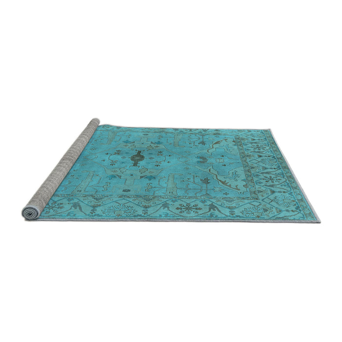 Sideview of Machine Washable Oriental Light Blue Industrial Rug, wshurb1622lblu