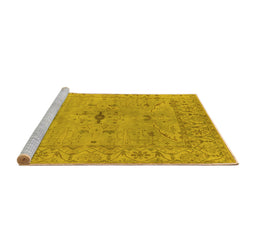 Sideview of Machine Washable Oriental Yellow Industrial Rug, wshurb1622yw