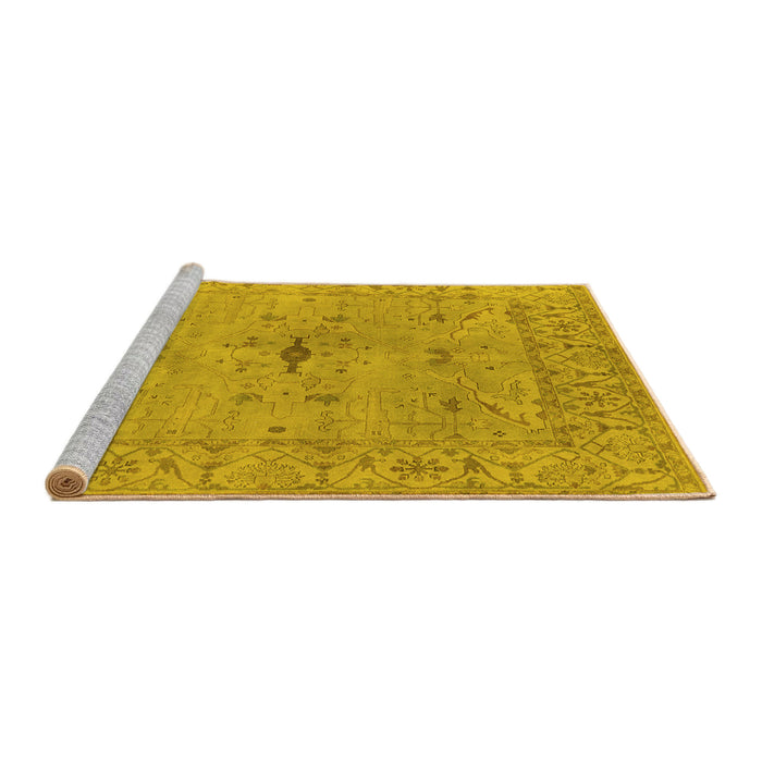 Sideview of Machine Washable Oriental Yellow Industrial Rug, wshurb1622yw