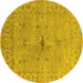 Round Machine Washable Oriental Yellow Industrial Rug, wshurb1622yw