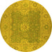 Round Oriental Yellow Industrial Rug, urb1623yw