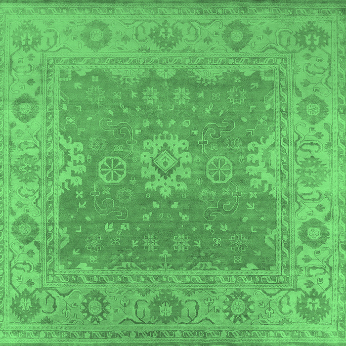 Square Machine Washable Oriental Emerald Green Industrial Area Rugs, wshurb1623emgrn