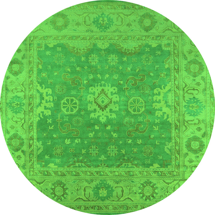 Round Oriental Green Industrial Rug, urb1623grn