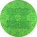 Round Oriental Green Industrial Rug, urb1623grn