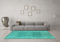 Machine Washable Oriental Turquoise Industrial Rug, wshurb1623turq