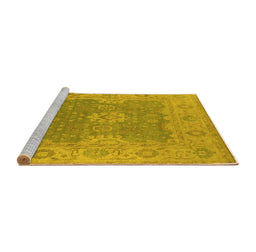 Sideview of Machine Washable Oriental Yellow Industrial Rug, wshurb1623yw