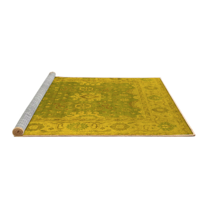 Sideview of Machine Washable Oriental Yellow Industrial Rug, wshurb1623yw