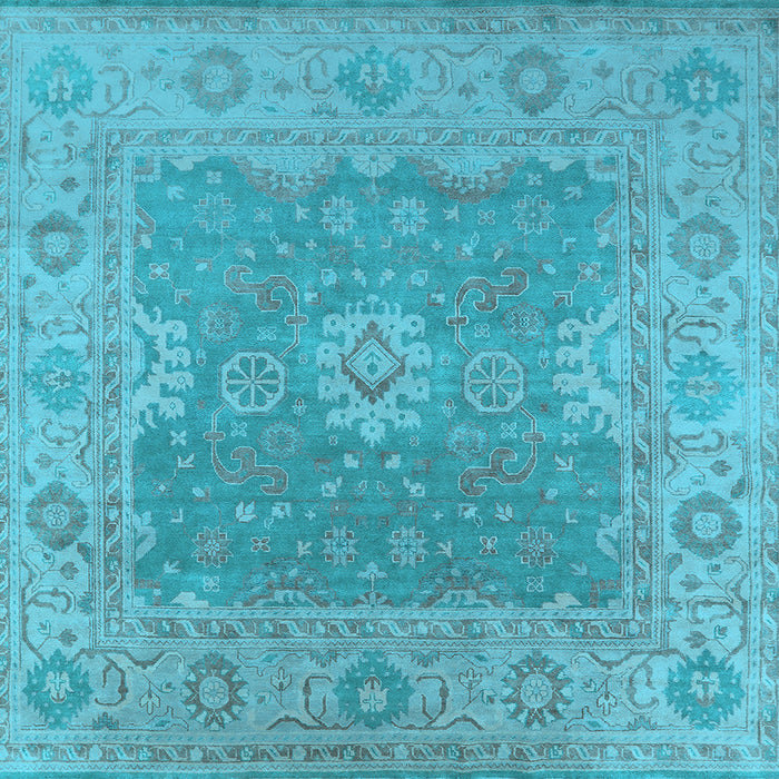 Square Machine Washable Oriental Light Blue Industrial Rug, wshurb1623lblu