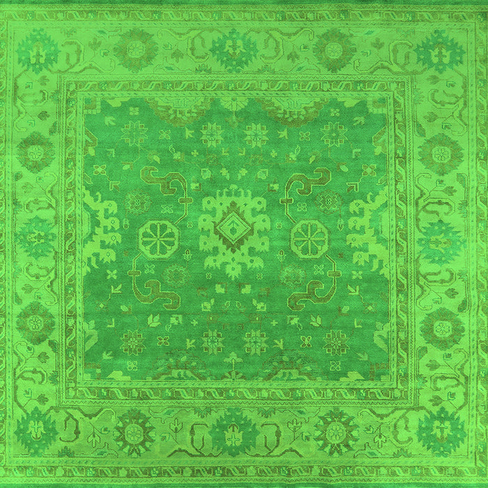 Square Machine Washable Oriental Green Industrial Area Rugs, wshurb1623grn