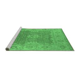 Sideview of Machine Washable Oriental Emerald Green Industrial Area Rugs, wshurb1623emgrn