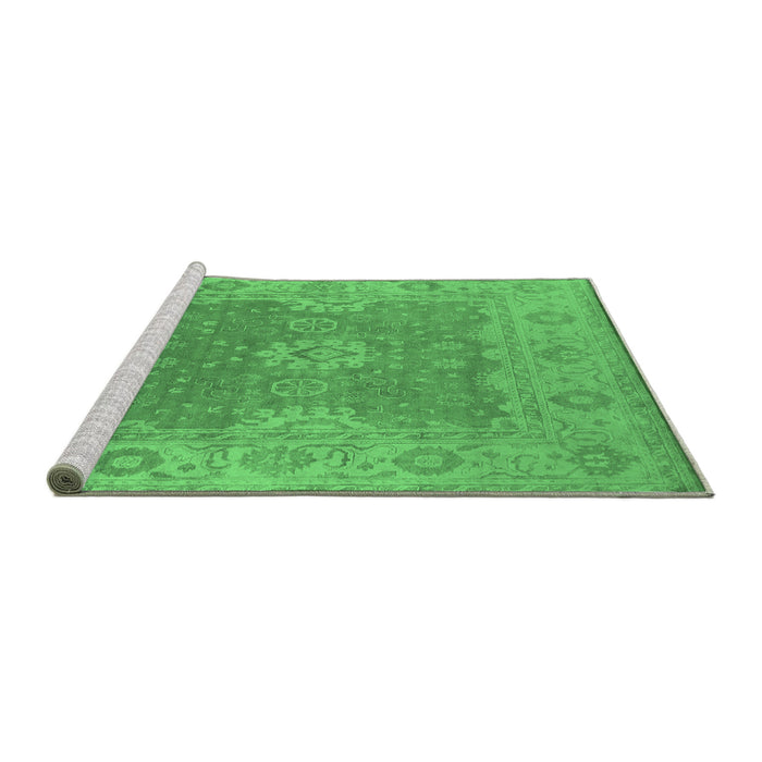 Sideview of Machine Washable Oriental Emerald Green Industrial Area Rugs, wshurb1623emgrn
