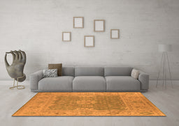 Machine Washable Oriental Orange Industrial Area Rugs in a Living Room, wshurb1623org