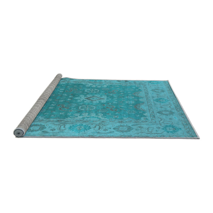 Sideview of Machine Washable Oriental Light Blue Industrial Rug, wshurb1623lblu