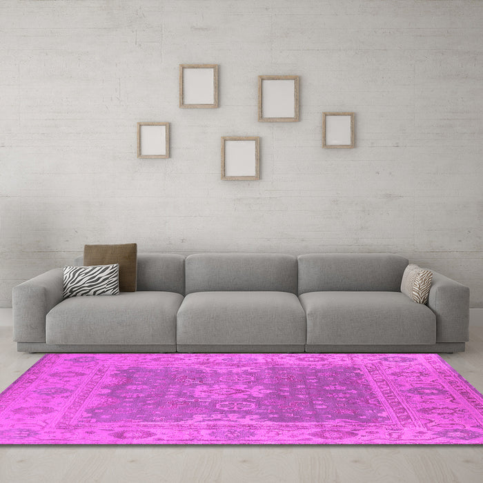Machine Washable Oriental Pink Industrial Rug in a Living Room, wshurb1623pnk