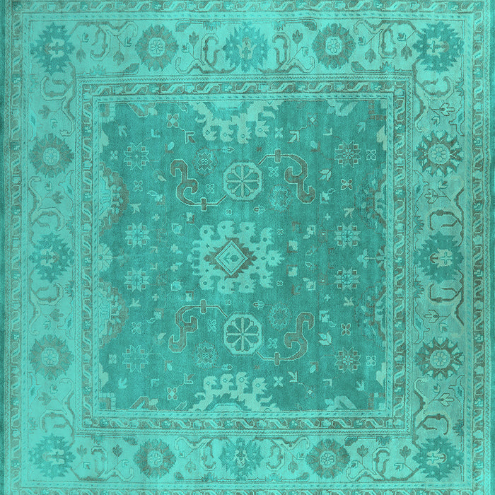 Square Machine Washable Oriental Turquoise Industrial Area Rugs, wshurb1623turq