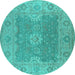 Round Oriental Turquoise Industrial Rug, urb1623turq