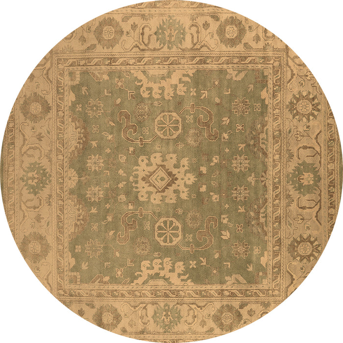 Round Oriental Brown Industrial Rug, urb1623brn