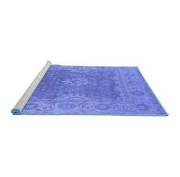 Sideview of Machine Washable Oriental Blue Industrial Rug, wshurb1623blu