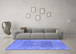 Machine Washable Oriental Blue Industrial Rug in a Living Room, wshurb1623blu