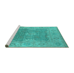 Sideview of Machine Washable Oriental Turquoise Industrial Area Rugs, wshurb1623turq