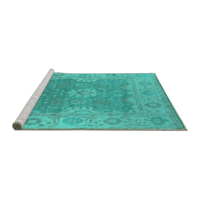Sideview of Machine Washable Oriental Turquoise Industrial Area Rugs, wshurb1623turq