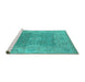 Sideview of Machine Washable Oriental Turquoise Industrial Area Rugs, wshurb1623turq