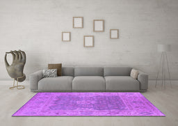 Machine Washable Oriental Purple Industrial Area Rugs in a Living Room, wshurb1623pur