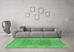 Machine Washable Oriental Emerald Green Industrial Area Rugs in a Living Room,, wshurb1623emgrn