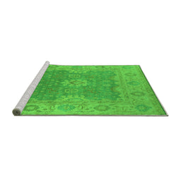 Sideview of Machine Washable Oriental Green Industrial Area Rugs, wshurb1623grn