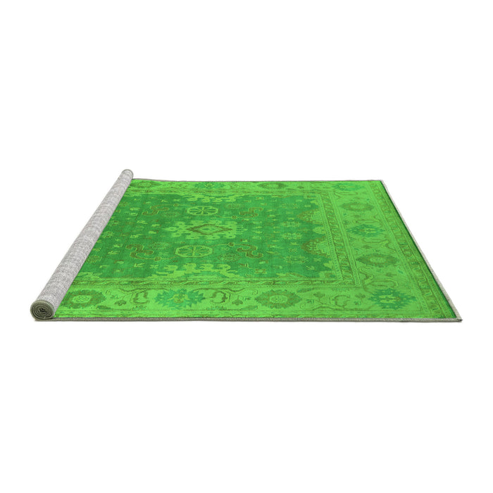 Sideview of Machine Washable Oriental Green Industrial Area Rugs, wshurb1623grn