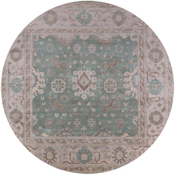 Round Mid-Century Modern Rosy Brown Pink Oriental Rug, urb1623