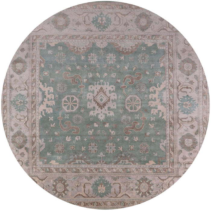 Round Mid-Century Modern Rosy Brown Pink Oriental Rug, urb1623