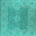 Square Oriental Turquoise Industrial Rug, urb1623turq