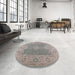 Round Mid-Century Modern Rosy Brown Pink Oriental Rug in a Office, urb1623