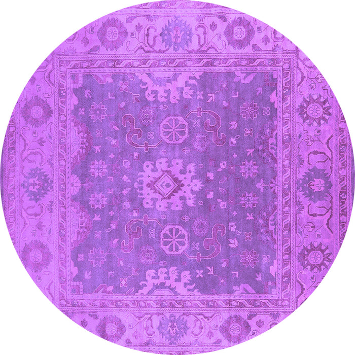 Round Machine Washable Oriental Purple Industrial Area Rugs, wshurb1623pur