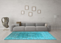 Machine Washable Oriental Light Blue Industrial Rug in a Living Room, wshurb1624lblu