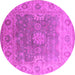 Round Machine Washable Oriental Pink Industrial Rug, wshurb1624pnk