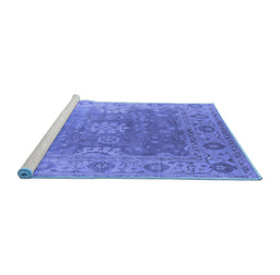 Sideview of Machine Washable Oriental Blue Industrial Rug, wshurb1624blu