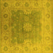 Square Machine Washable Oriental Yellow Industrial Rug, wshurb1624yw