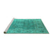 Sideview of Machine Washable Oriental Turquoise Industrial Area Rugs, wshurb1624turq