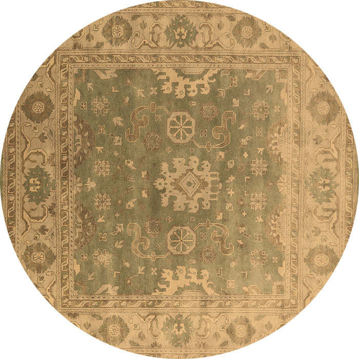 Round Machine Washable Oriental Brown Industrial Rug, wshurb1624brn