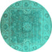 Round Oriental Turquoise Industrial Rug, urb1624turq